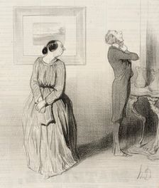 Bichette...viens donc arranger ma rosette!..., 1844. Creator: Honore Daumier