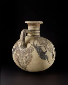 Bichrome IV barrel-shaped Cypro-Phoenician jug, Cypro-Archaic I Period , c750 -c600 BC