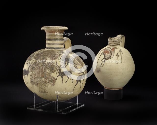Bichrome IV barrel-shaped Cypro-Phoenician jug, Cypro-Archaic I Period, c750 - c600 BC) Artist: Unknown.