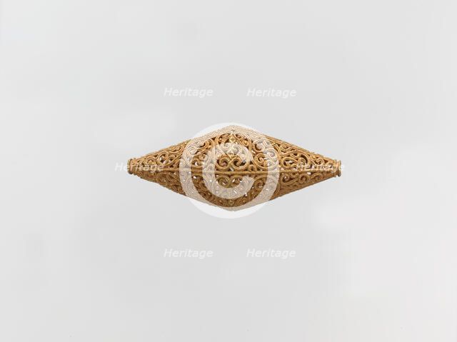 Biconical Bead with Scrolls, Egypt or Syria, 11th century. Creator: Unknown.