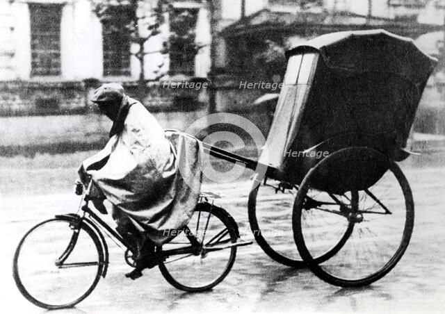 Bicycle taxi, German-occupied Paris, 1940-1944. Artist: Unknown