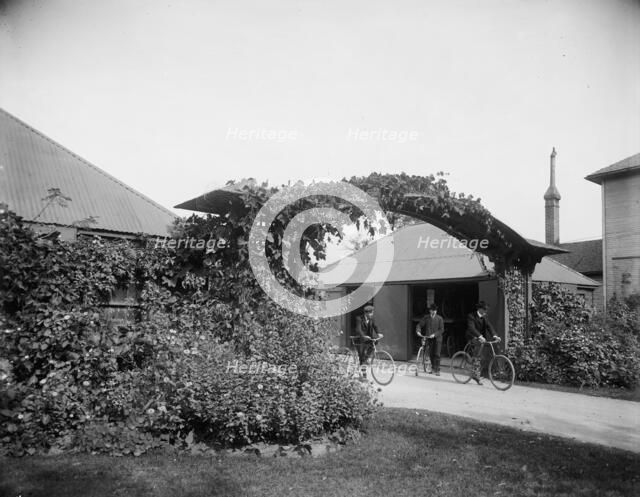 Bicycle shelter, National Cash Register [Company], Dayton, Ohio, (1902?). Creator: Unknown.