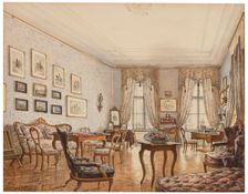 Biedermeier salon in a Viennese palace, 1855. Creator: Franz Alt