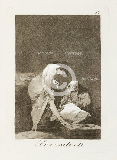 Bien tirada está.; Los Caprichos, pl.17, 1799. Creator: Francisco Goya.