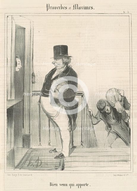 Bien venu qui apporte, 19th century. Creator: Honore Daumier.
