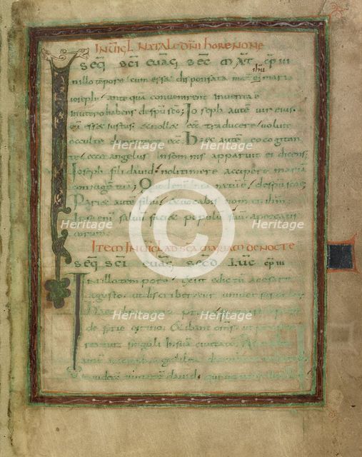 Bifolium from a Gospel Lectionary (fols. 5 and 12); Gospel Lectionary, early 9th century. Creator: Unknown.