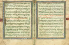 Bifolium from a Gospel Lectionary (fols. 8 and 9); Gospel Lectionary, early 9th century. Creator: Unknown