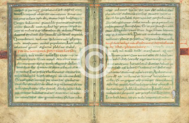 Bifolium from a Gospel Lectionary (fols. 8 and 9); Gospel Lectionary, early 9th century. Creator: Unknown.