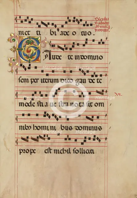 Bifolium with Foliated Initial C, from a Gradual, Italian, second half 15th century. Creator: Unknown.
