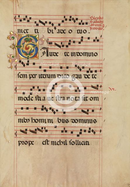 Bifolium with Foliated Initial C, from a Gradual, Italian, second half 15th century. Creator: Unknown.