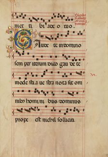 Bifolium with Foliated Initial C, from a Gradual, Italian, second half 15th century. Creator: Unknown