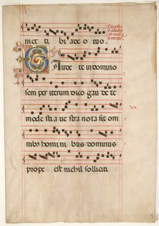 Bifolium with Foliated Initial C, from a Gradual, second half 15th century. Creator: Unknown