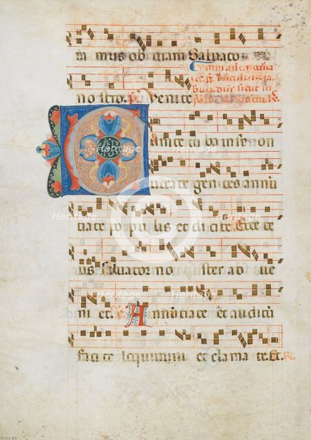 Bifolium with Initial C, from an Antiphonary, Italian, ca. 1320. Creator: Unknown.