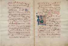 Bifolium with Initial L, from an Antiphonary, 14th century (?). Creator: Unknown