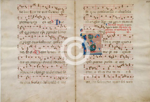 Bifolium with Initial L, from an Antiphonary, 14th century (?). Creator: Unknown.