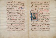 Bifolium with Initial L, from an Antiphonary, 14th century (?). Creator: Unknown