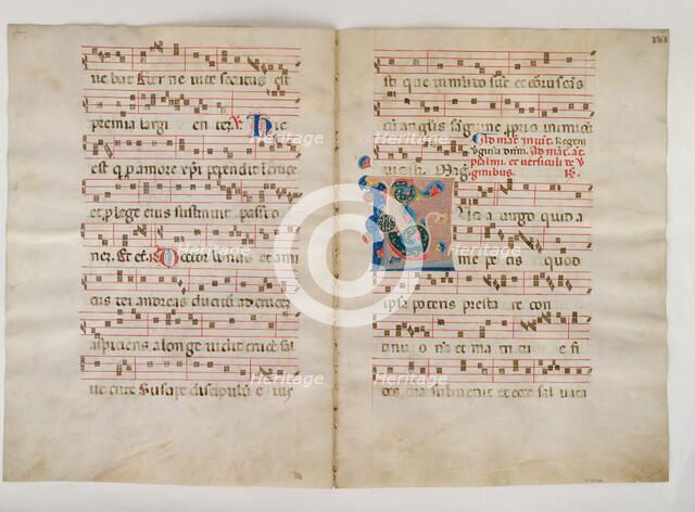 Bifolium with Initial L, from an Antiphonary, Italian, 14th century (?). Creator: Unknown.