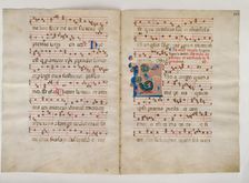 Bifolium with Initial L, from an Antiphonary, Italian, 14th century (?). Creator: Unknown