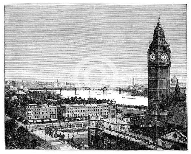 Big Ben and the Houses of Parliament, Westminster, London, 1870. Creator: Unknown.