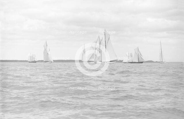 Big Class yachts starting the King's Cup race, 1913. Creator: Kirk & Sons of Cowes.