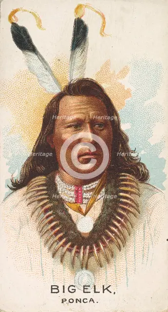 Big Elk, Ponca, from the American Indian Chiefs series (N2) for Allen & Ginter Cigarettes ..., 1888. Creator: Allen & Ginter.