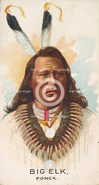 Big Elk, Ponca, from the American Indian Chiefs series (N2) for Allen & Ginter Cigarettes ..., 1888. Creator: Allen & Ginter.