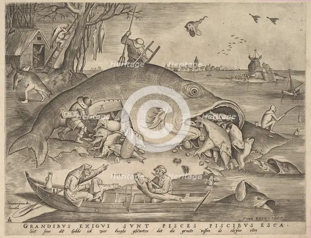 Big Fish Eat Little Fish, 1557. Creators: Pieter van der Heyden, Pieter Bruegel the Elder.