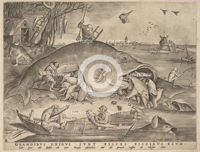 Big Fish Eat Little Fish, 1557. Creators: Pieter van der Heyden, Pieter Bruegel the Elder.