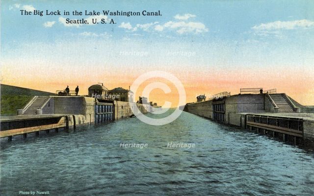 Big Lock, Lake Washington Ship Canal, Seattle, Washington, USA, 1916. Artist: Unknown