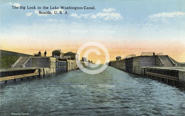 Big Lock, Lake Washington Ship Canal, Seattle, Washington, USA, 1916. Artist: Unknown