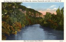 Big Piney River and Bluffs at Devil's Elbow, Missouri, USA, 1938
