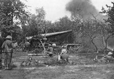 Big railway gun firing during the advance in the west, First World War, 1914-1918, (c1920)