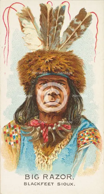Big Razor, Blackfeet Sioux, from the American Indian Chiefs series (N2) for Allen & Ginter..., 1888. Creator: Allen & Ginter.