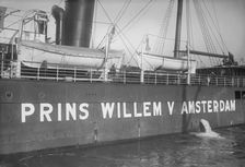 Big sign on "neutral" Dutch ship [PRINCE WILLEM V AMSTERDAM", between c1910 and c1915. Creator: Bain News Service