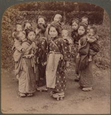 Big sisters and little brothers in the Land of the Rising Sun - Yokohama, Japan 1904