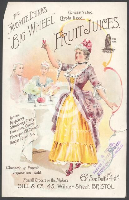 Big Wheel Fruit Juices, 1890s. Artist: Unknown