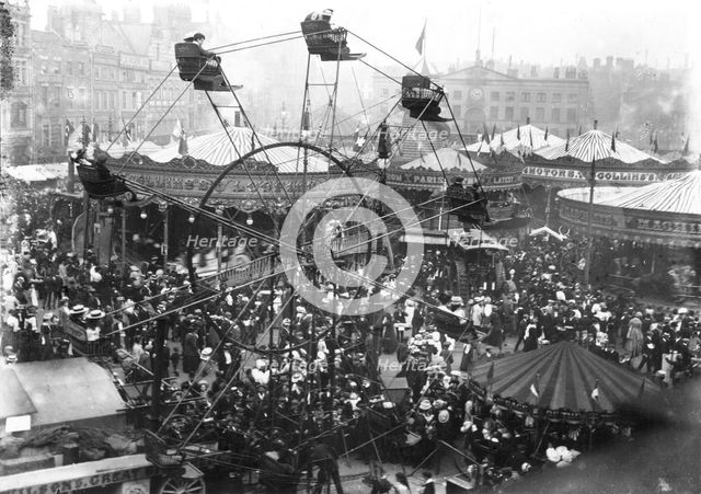 Big wheel, Goose Fair, Market Place, Nottingham, Nottinghamshire, 1907. Creator: Unknown.