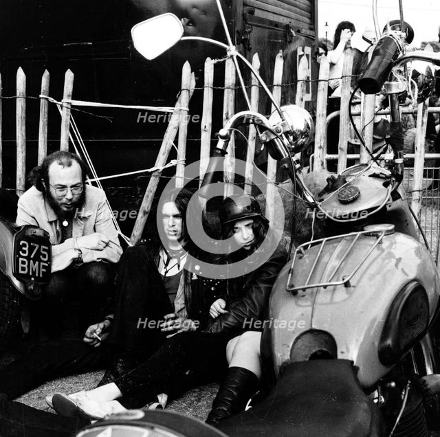 Bikers at a pop festival in Hyde Park, 1970. Creator: Henry Grant.