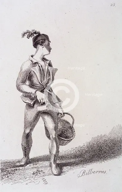 'Bilberries', Cries of London, 1819. Artist: John Thomas Smith