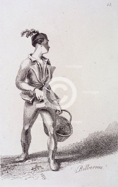 'Bilberries', Cries of London, 1819. Artist: John Thomas Smith