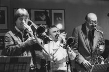 Bill Watrous, Shorty Rogers, Bob Cooper, Stan Kenton Band, Ronnie Scott's, c1982. Creator: Brian Foskett