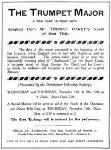 Bill advertising a performance of Thomas Hardy's "The Trumpet Major", 1908. Creator: Unknown