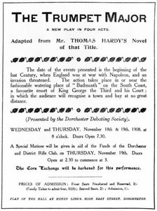 Bill advertising a performance of Thomas Hardy's "The Trumpet Major", 1908. Creator: Unknown