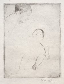 Bill Lying on his Mother's Lap, c. 1889. Creator: Mary Cassatt (American, 1844-1926)