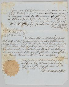 Bill of sale for a man named Daniel to Jerome B. Annis, November 1, 1851. Creator: Thomas May
