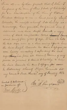 Bill of Sale: James, 1813-01-23. Creator: Unknown