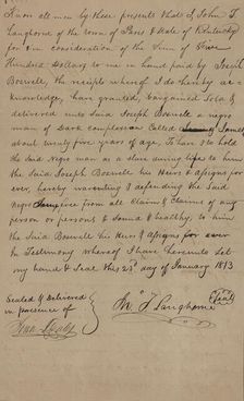 Bill of Sale: James, 1813-01-23. Creator: Unknown