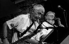 Bill Perkins and Bud Shank, Brecon Jazz Festival, Brecon, Powys, Wales, August 2000. Artist: Brian O'Connor