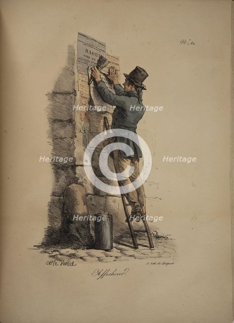 Bill Poster. From the Series "Cris de Paris" (The Cries of Paris), 1815. Creator: Vernet, Carle (1758-1836).