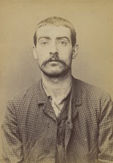 Billot. Jean. 23 ans, né le 23/1/71 à Bourges (Cher). Tireur en barre. Anarchiste. 1/7/94. , 1894. Creator: Alphonse Bertillon